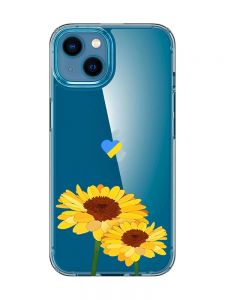 Прозорий чохол на iPhone 13 mini :: Жовті квіти (принт 364)