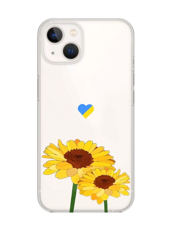 Прозорий чохол із захистом камери на iPhone 14 Plus :: Жовті квіти (принт 364)