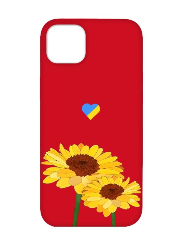 Матовий червоний чохол на iPhone 14 Plus :: Жовті квіти (принт 364)