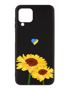 Матовий чорний чохол на Samsung Galaxy A12 :: Жовті квіти (принт 364)