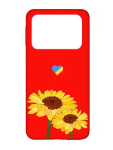 Матовий червоний чохол на Xiaomi Poco X4 Pro 5G :: Жовті квіти (принт 364)