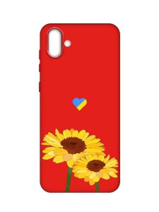 Матовий червоний чохол на Samsung Galaxy A04 :: Жовті квіти (принт 364)