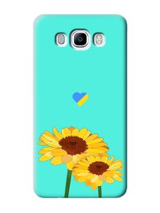 Матовий бірюзовий чохол на Samsung Galaxy J7(2016) J710 :: Жовті квіти (принт 364)