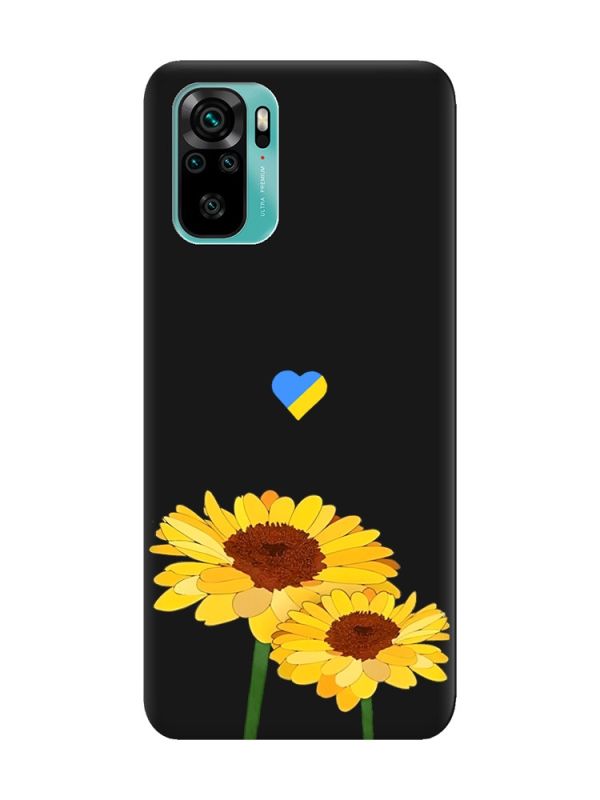 Матовий чорний чохол на Xiaomi Redmi Note 10 / Note 10s :: Жовті квіти (принт 364)