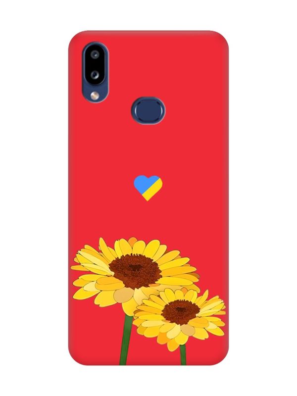 Матовий червоний чохол на Samsung Galaxy A10s (A107) :: Жовті квіти (принт 364)