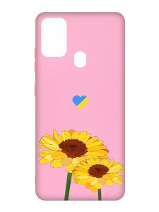 Матовий рожевий чохол на Samsung Galaxy M30s/M21 :: Жовті квіти (принт 364)