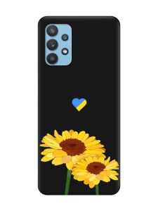 Матовий чорний чохол на Samsung Galaxy A32 :: Жовті квіти (принт 364)