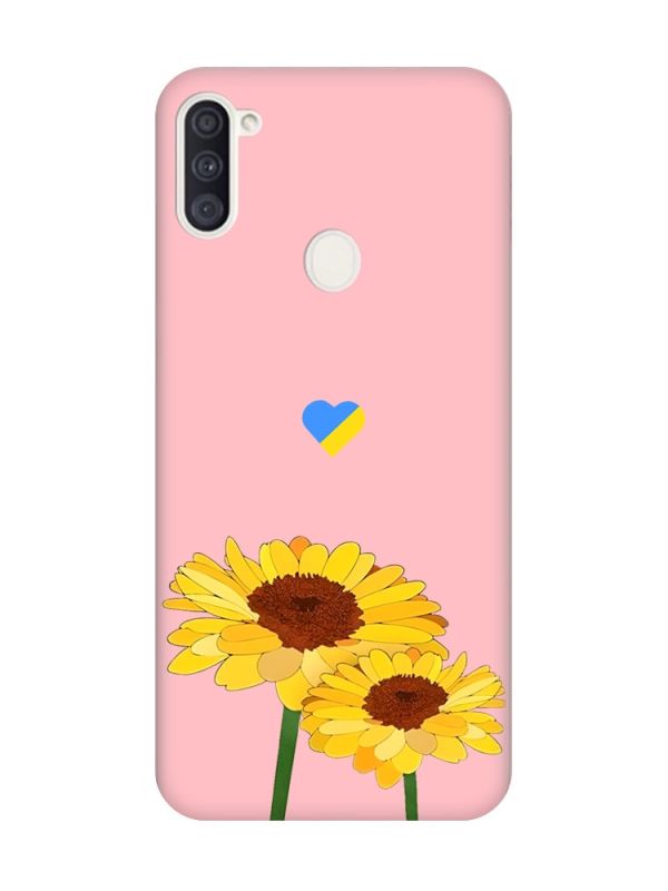 Матовий рожевий чохол на Samsung Galaxy A11 :: Жовті квіти (принт 364)