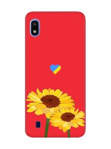 Матовий червоний чохол на Samsung Galaxy A10 (2019) A105 :: Жовті квіти (принт 364)