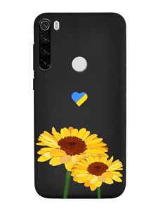 Матовий чорний чохол на Xiaomi Redmi Note 8T :: Жовті квіти (принт 364)