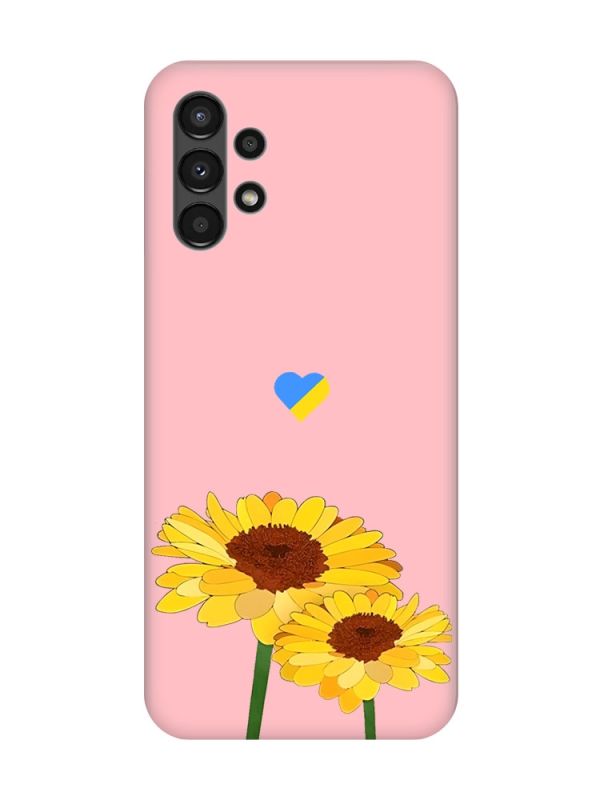 Матовий рожевий чохол на Samsung A13 4G :: Жовті квіти (принт 364)