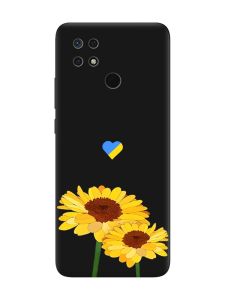 Матовий чорний чохол на Xiaomi Redmi 10C :: Жовті квіти (принт 364)