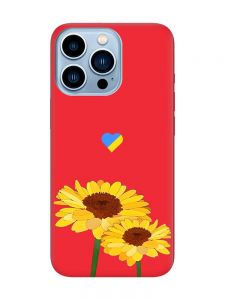 Матовий червоний чохол на Apple iPhone 13 Pro Max :: Жовті квіти (принт 364)