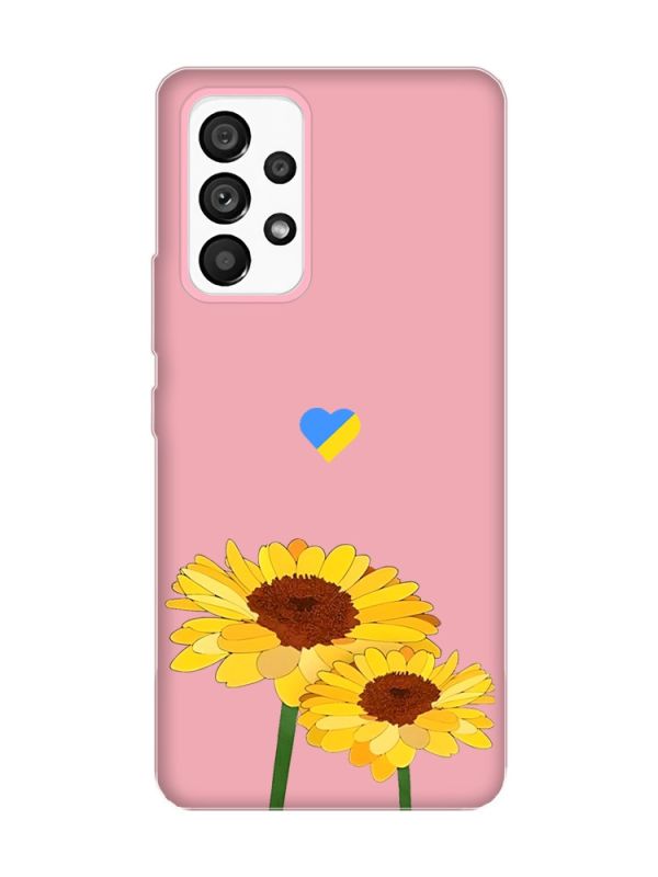 Матовий рожевий чохол на Samsung Galaxy A53 4G/5G :: Жовті квіти (принт 364)