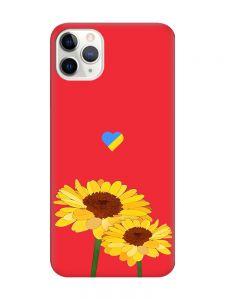 Матовий червоний чохол на iPhone 11 Pro Max (6.5) :: Жовті квіти (принт 364)