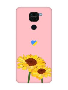 Матовий рожевий чохол на Xiaomi Redmi Note 9 :: Жовті квіти (принт 364)