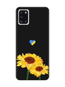 Матовий чорний чохол на Samsung Galaxy A31 :: Жовті квіти (принт 364)