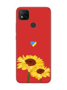 Матовий червоний чохол на Xiaomi Redmi 9C/10A :: Жовті квіти (принт 364)