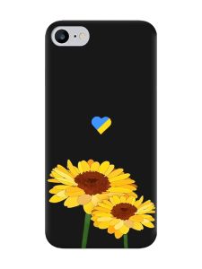 Матовий чорний чохол на iPhone 7 / 8 :: Жовті квіти (принт 364)