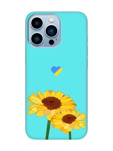 Матовий бірюзовий чохол на Apple iPhone 13 Pro Max :: Жовті квіти (принт 364)