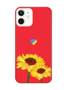 Матовий червоний чохол на Apple iPhone 12 / 12 Pro (6.1) :: Жовті квіти (принт 364)