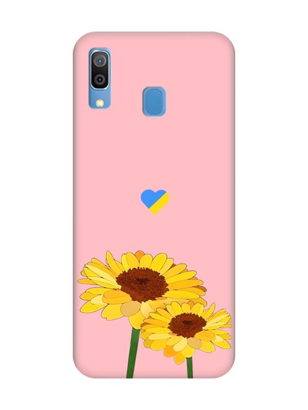 Матовий рожевий чохол на Samsung Galaxy A30 (2019) / A20 (2019) :: Жовті квіти (принт 364)