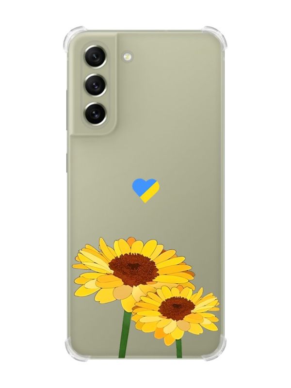 Чохол із потовщеними кутами на Samsung S21 FE :: Жовті квіти (принт 364)