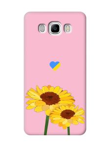 Матовий рожевий чохол на Samsung Galaxy J7(2016) J710 :: Жовті квіти (принт 364)