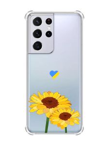 Чохол з потовщеними кутами на Samsung Galaxy S21 Ultra :: Жовті квіти (принт 364)