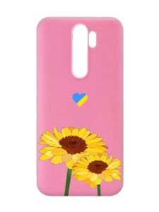 Матовий рожевий чохол на Xiaomi Redmi Note 8 Pro :: Жовті квіти (принт 364)