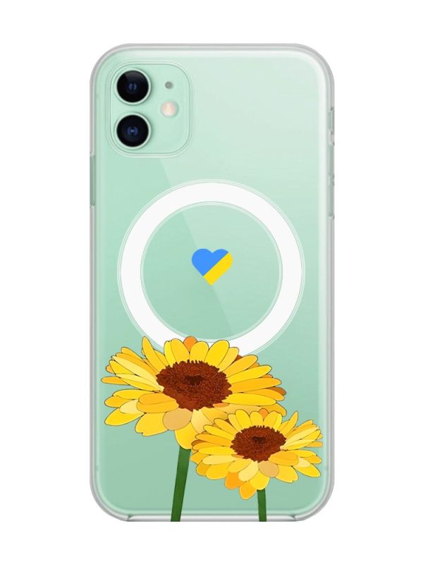 Магнітний чохол на iPhone 11 із підтримкою MagSafe :: Жовті квіти (принт 364)