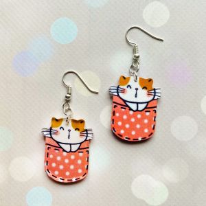 Сережки Кошеня в кишені (на глянцевому акрилі)