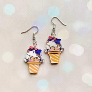 Сережки Морозиво Кошенята (на глянцевому акрилі)