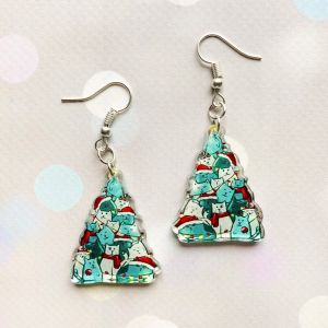 Сережки Ялинка Кошенята (на глянцевому акрилі)