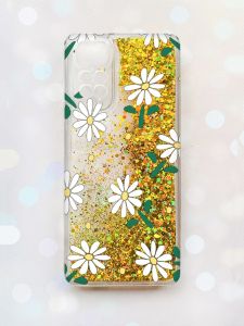 Чохол з плаваючими блискітками на Xiaomi Redmi Note 11 Золотий :: Ромашки (принт 368)