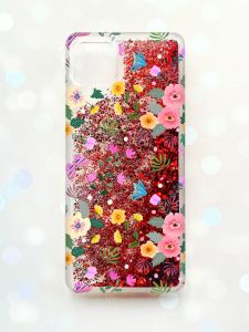 Чохол з плаваючими блискітками Samsung Galaxy A12 Червоний :: Квітковий фон (принт 369)