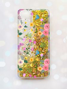 Чохол з плаваючими блискітками на Xiaomi Redmi Note 11 Золотий :: Квітковий фон (принт 369)