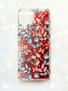 Чохол з плаваючими блискітками Samsung Galaxy A12 Червоний :: Квітковий фон (принт 370)