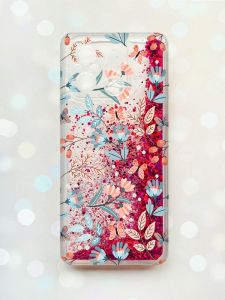Чохол з плаваючими блискітками на Xiaomi Redmi 12C Рожевий :: Квітковий фон (принт 370)