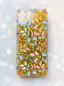 Чохол з плаваючими блискітками на Xiaomi Redmi A1 Золотий :: Квітковий фон (принт 370)
