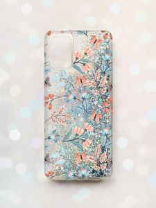 Чохол з плаваючими блискітками на Samsung Galaxy A02s Срібний :: Квітковий фон (принт 370)