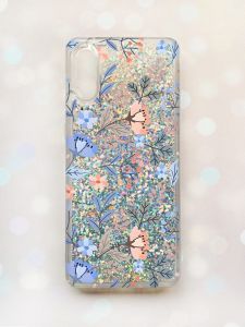 Чохол з плаваючими блискітками Samsung Galaxy A02/A022 (2021) Срібний :: Квітковий фон (принт 371)