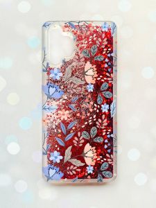 Чохол з плаваючими блискітками Samsung Galaxy A32 Червоний :: Квітковий фон (принт 371)