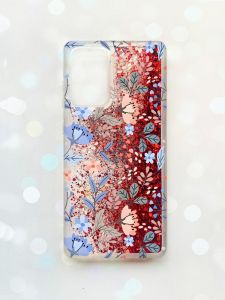 Чохол з плаваючими блискітками на Samsung Galaxy A52 (A525) Червоний :: Квітковий фон (принт 371)