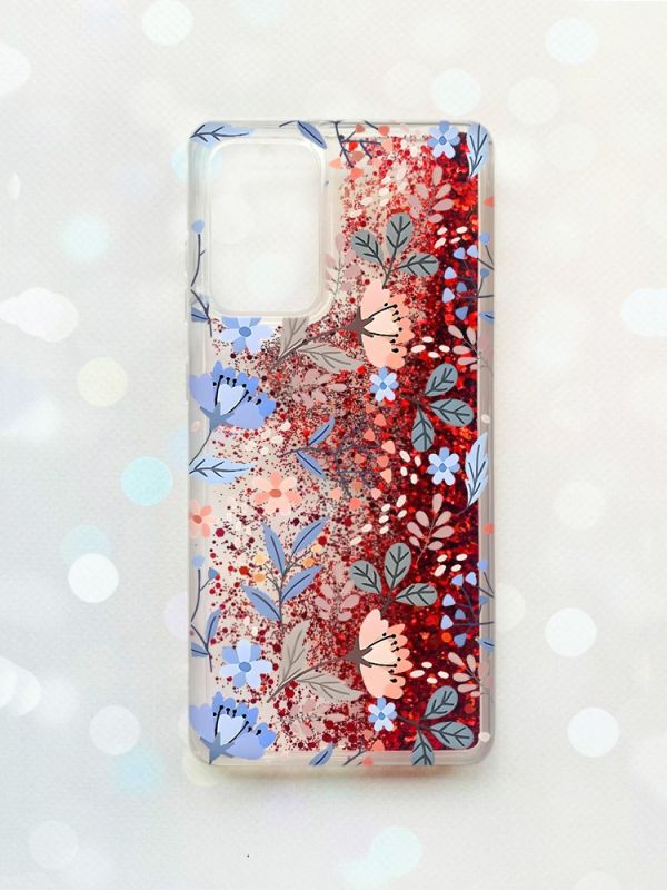 Чохол з плаваючими блискітками на Samsung Galaxy A52 (A525) Червоний :: Квітковий фон (принт 371)