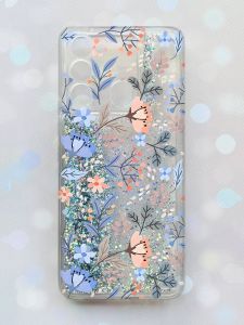 Чохол з плаваючими блискітками на TECNO Spark Go 2022 Срібний :: Квітковий фон (принт 371)