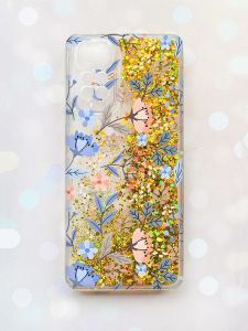 Чохол з плаваючими блискітками на Xiaomi Redmi Note 11 Золотий :: Квітковий фон (принт 371)