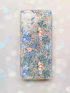 Чохол з плаваючими блискітками на Xiaomi Redmi Note 11 Срібний :: Квітковий фон (принт 371)