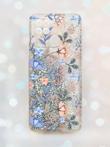 Чохол з плаваючими блискітками на Xiaomi Redmi 10C Срібний :: Квітковий фон (принт 371)