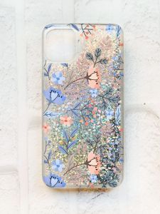 Чохол із плаваючими блискітками на iPhone 11 Срібний :: Квітковий фон (принт 371)